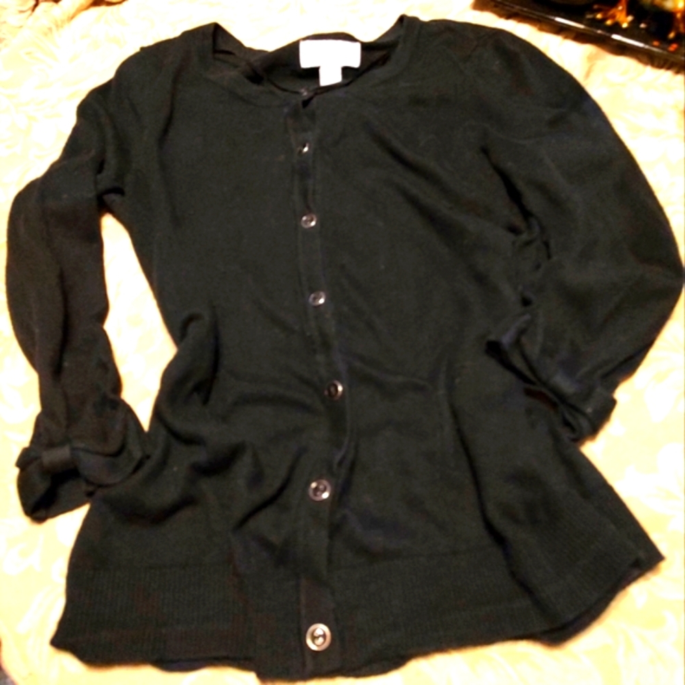 🐦‍⬛🖤🐦‍⬛ Awesome Rockabilly Black Cardigan with Sleeves Bows - S - Picture 5 of 10